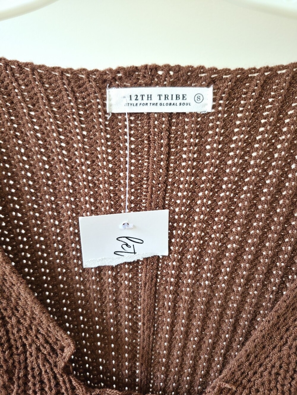 12th Tribe Brown Knit Sweater Midi Dress Women's Long Sleeve Boho Size Small - Picture 4 of 6